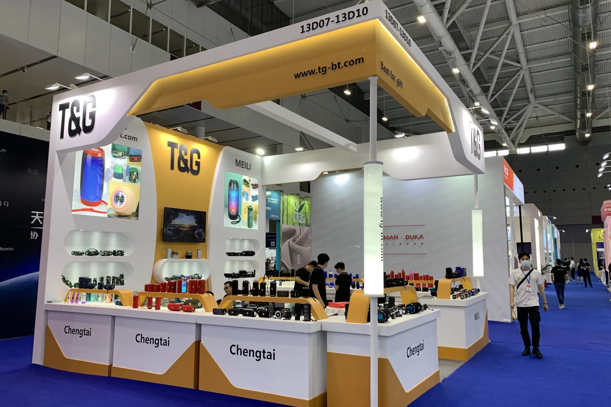T&G booth at Shenzhen Gift Show with Bluetooth speaker products