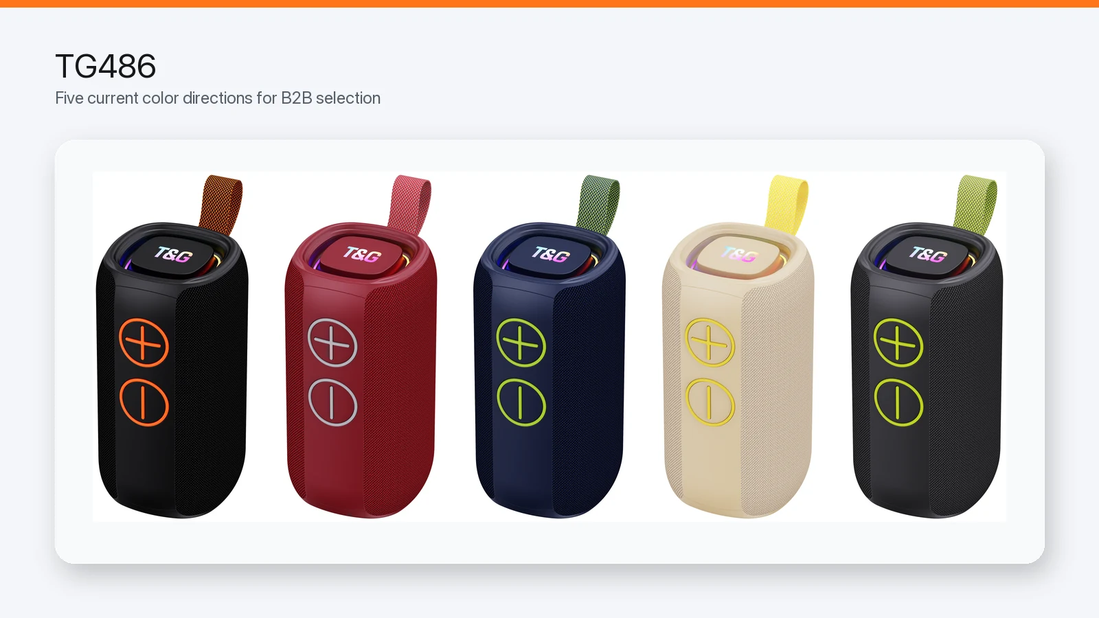 TG486 portable Bluetooth speaker current five-color lineup for IFA Berlin 2026 buyer meetings