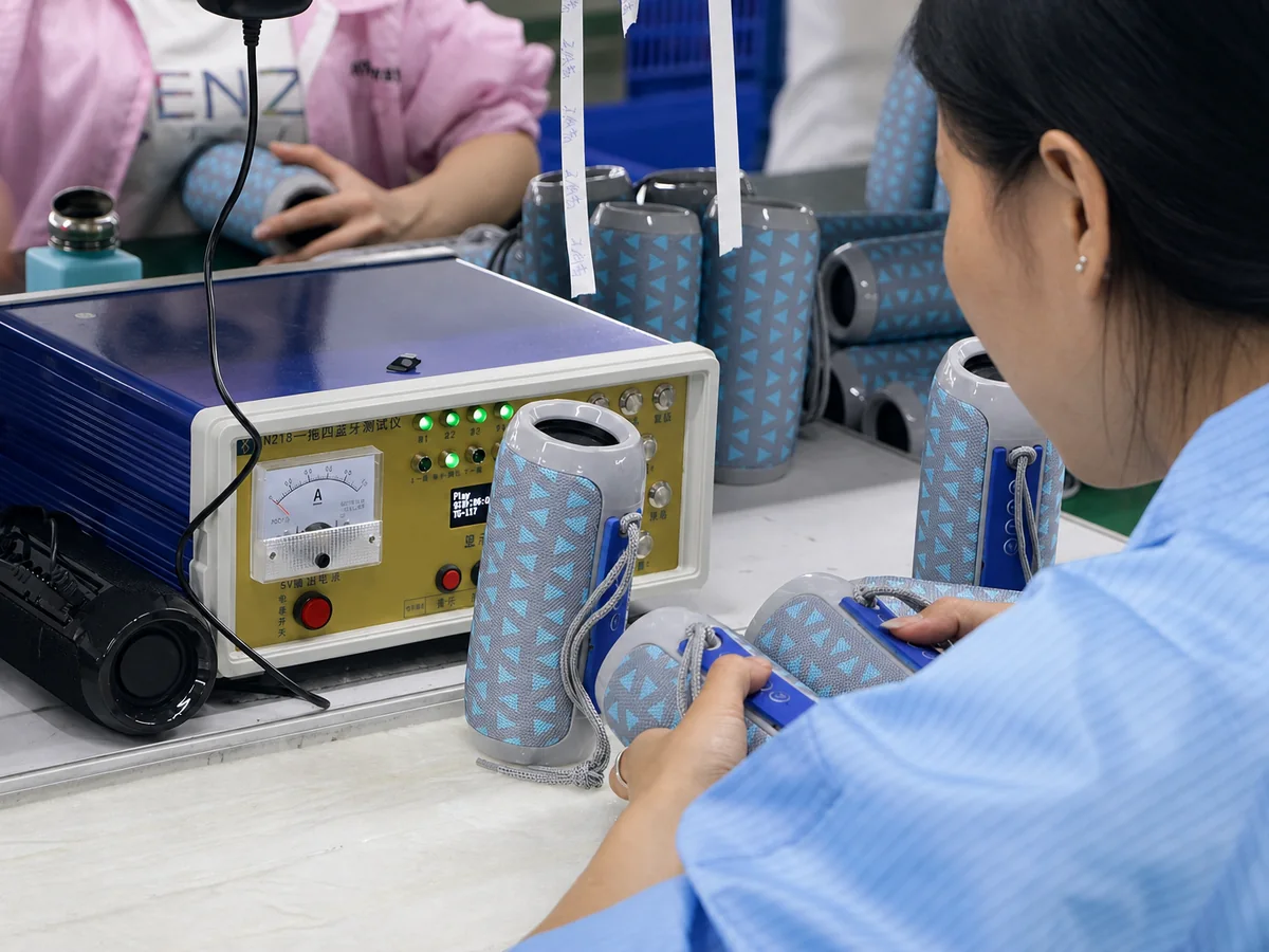 Bluetooth speaker sample and quality testing before a B2B bulk order