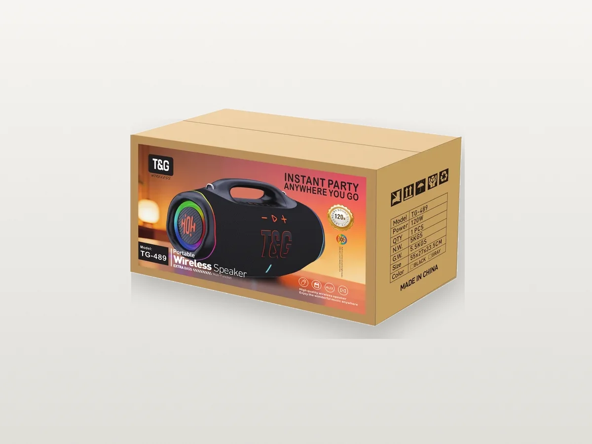 T&G custom logo Bluetooth speaker packaging sample for OEM ODM projects